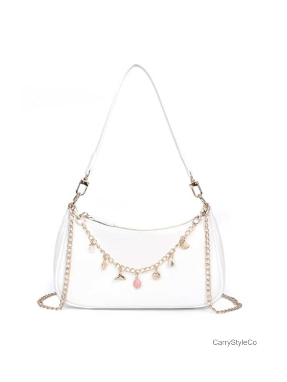 Trendy Small Hobo Shoulder Bag for Women with Detachable Ocean Charm Chain